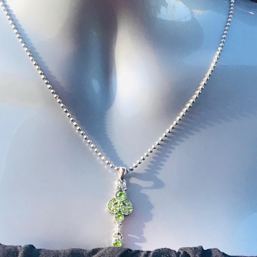 Cookie Lee  Green Peridot Rhinestones Necklace